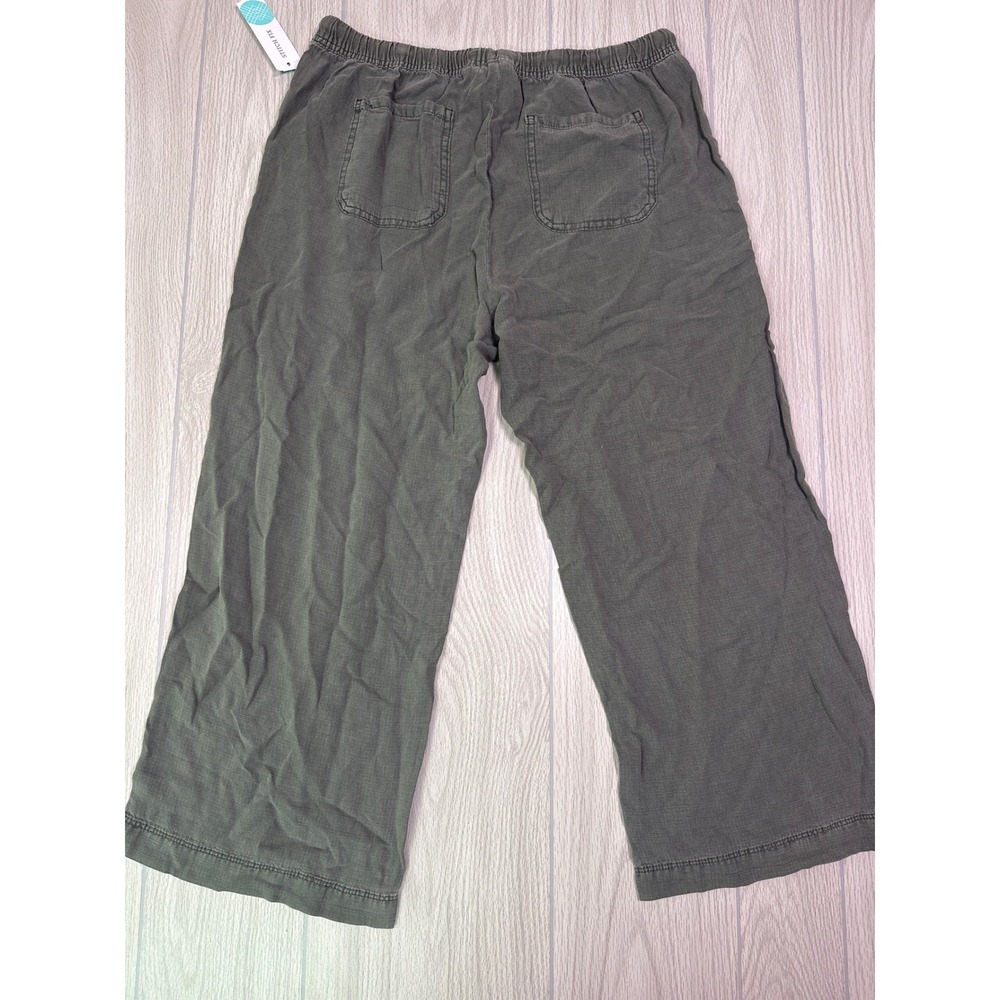 Splendid Angie Crop Wide Leg Pants Olive Green Linen Blend Elastic  L Stitch Fix - Picture 4 of 6
